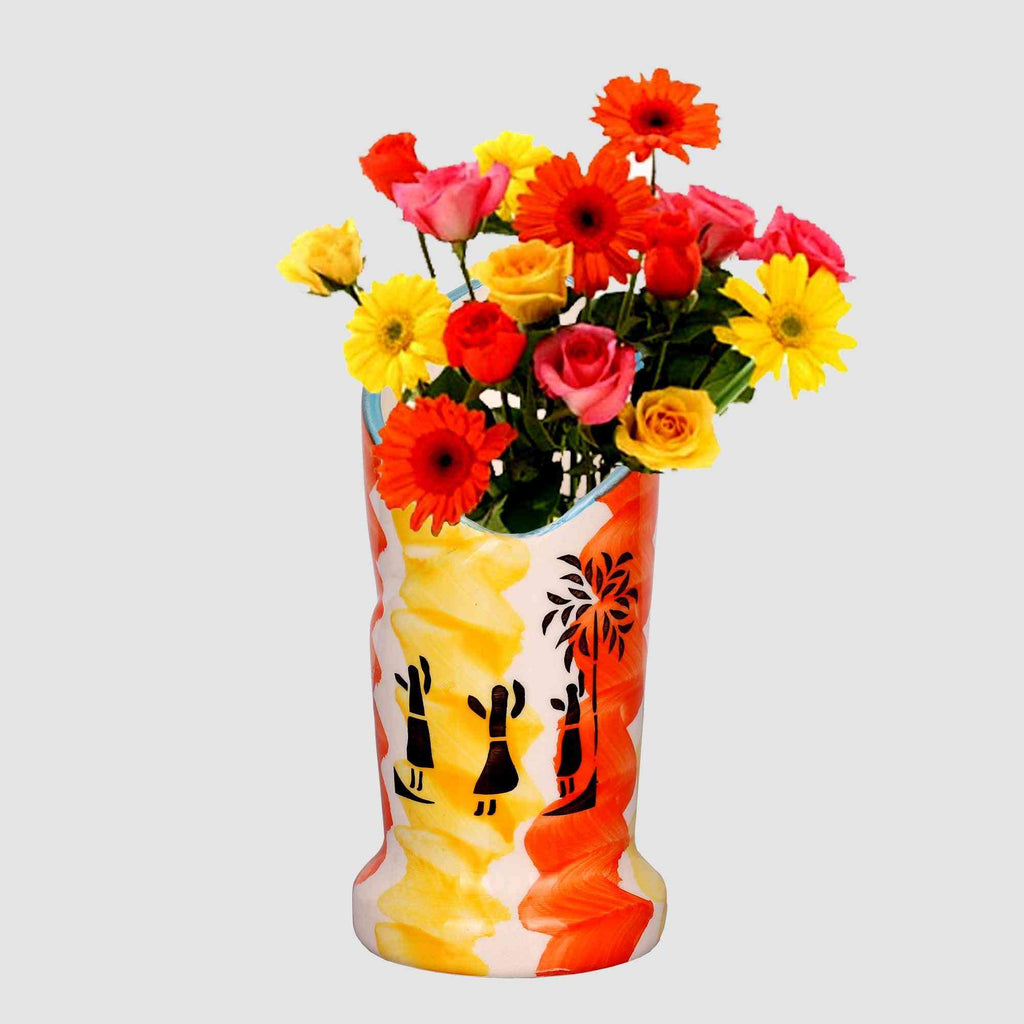 Adorable Tribal Dance Flower Pot / Napkin Pot - The Sundook