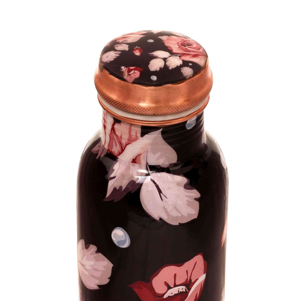 Black Floral Premium Copper Bottle - The Sundook