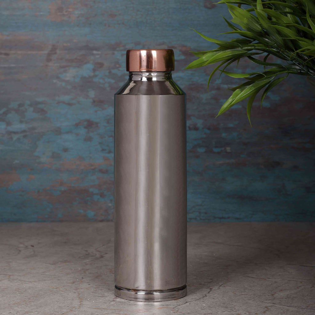 Glossy Steel Coated Copper Bottle - The Sundook