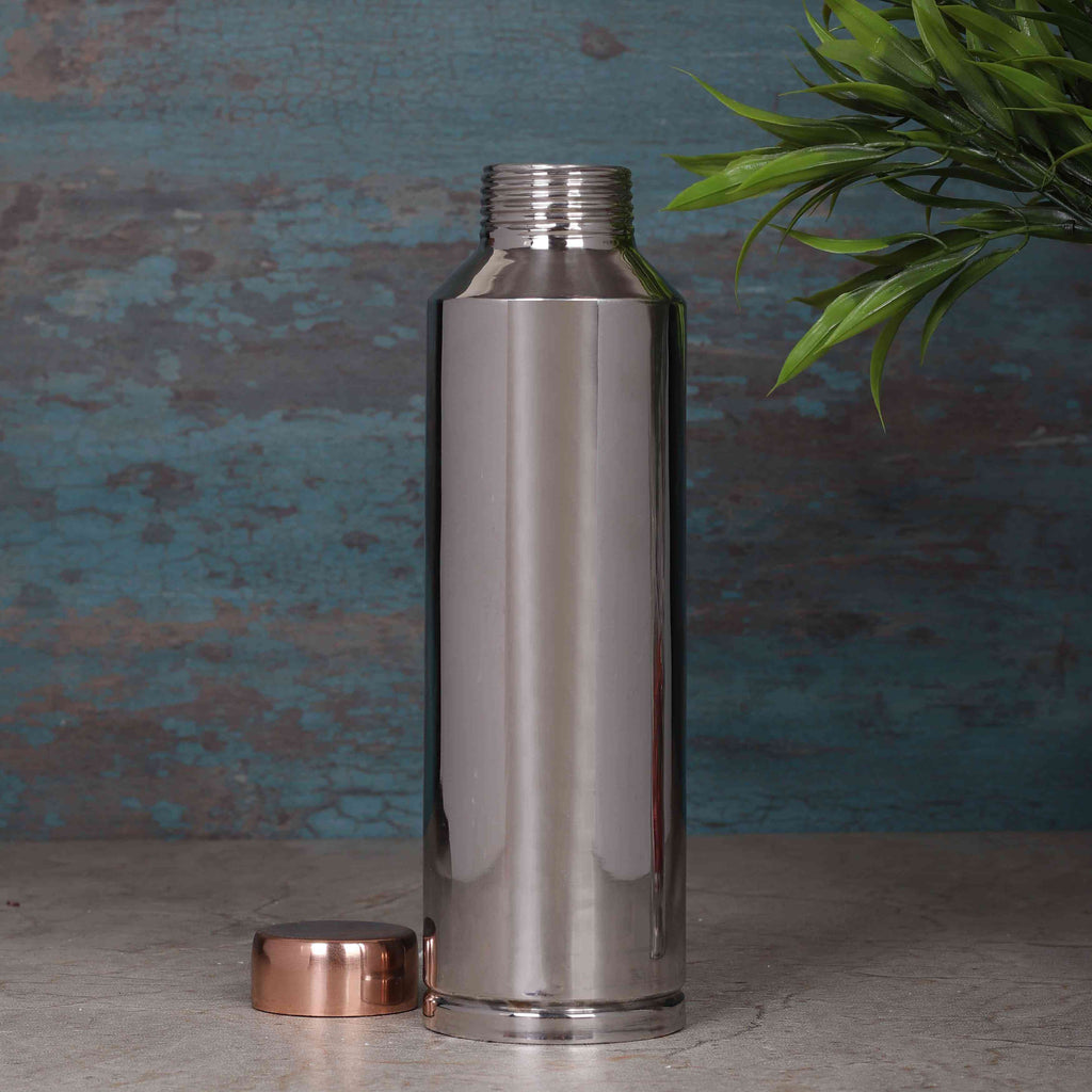 Glossy Steel Coated Copper Bottle - The Sundook