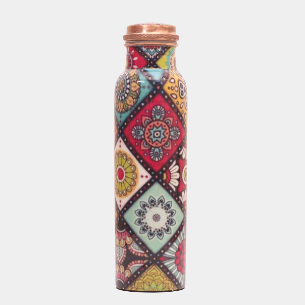 Mandala Rhombus Premium Copper Bottle - The Sundook