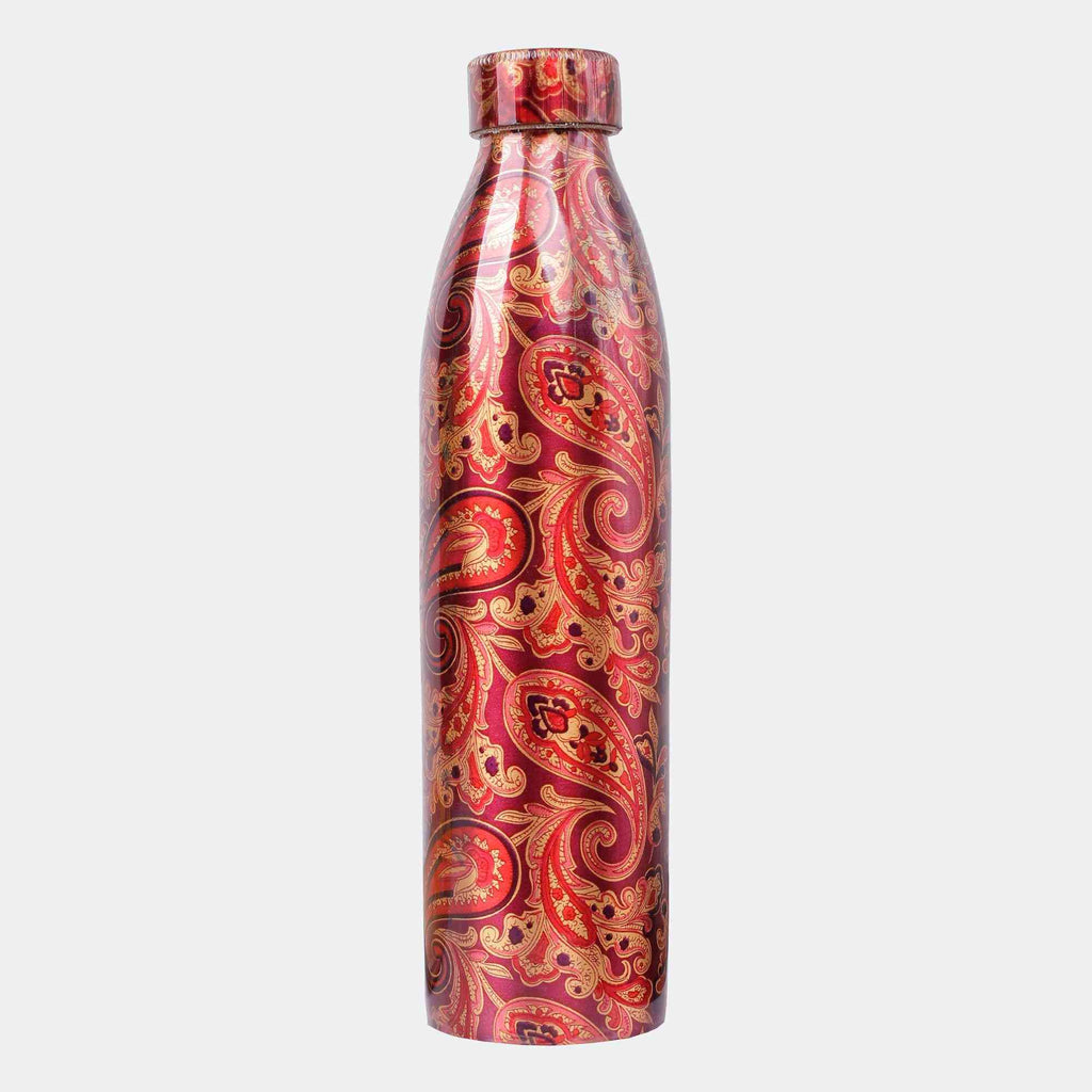 New Narrow Neck Printed Copper Bottle (Tyrian Purple) - The Sundook