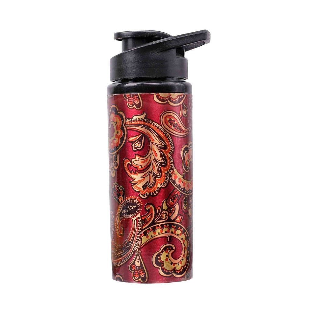 Rangoli Art Junior Copper Sipper Bottle (Maroon) - The Sundook