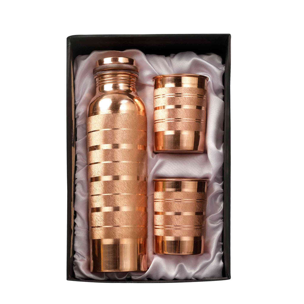Silver Touch Copper Bottle & Tumblers' Set - The Sundook
